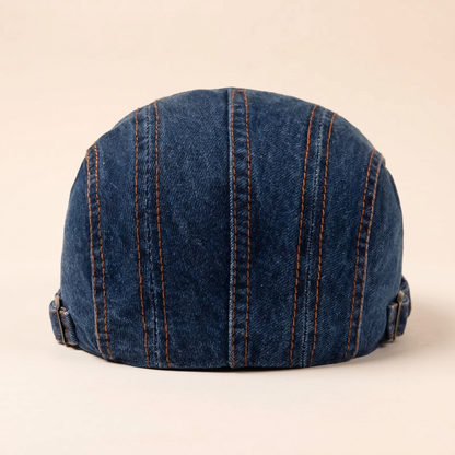 Denimowa czapka z przeszyciami